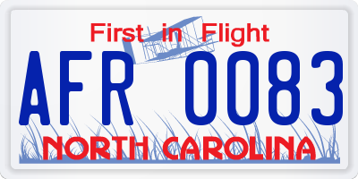 NC license plate AFR0083