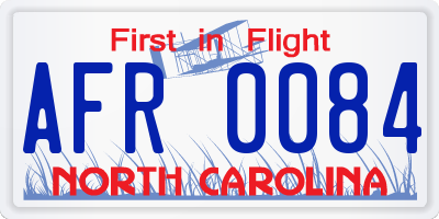 NC license plate AFR0084
