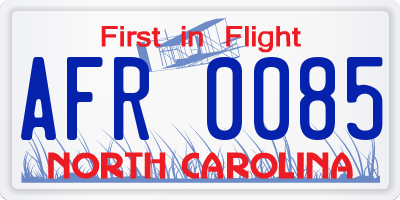 NC license plate AFR0085