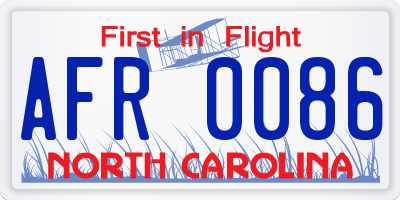 NC license plate AFR0086
