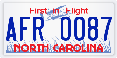 NC license plate AFR0087