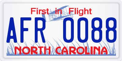 NC license plate AFR0088
