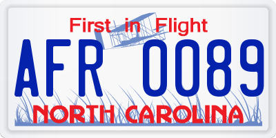 NC license plate AFR0089