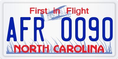 NC license plate AFR0090