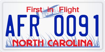 NC license plate AFR0091