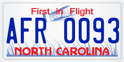 NC license plate AFR0093
