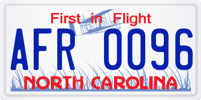 NC license plate AFR0096