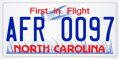 NC license plate AFR0097