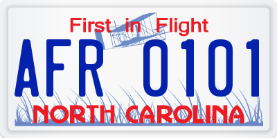 NC license plate AFR0101