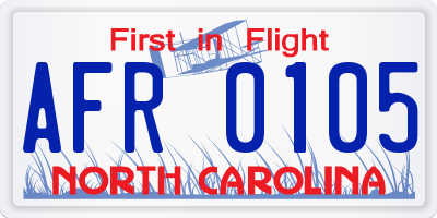 NC license plate AFR0105