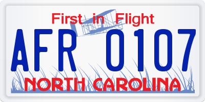 NC license plate AFR0107