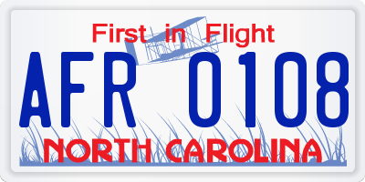 NC license plate AFR0108