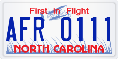 NC license plate AFR0111