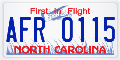 NC license plate AFR0115