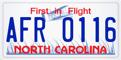NC license plate AFR0116