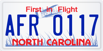 NC license plate AFR0117