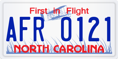 NC license plate AFR0121