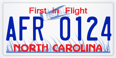 NC license plate AFR0124