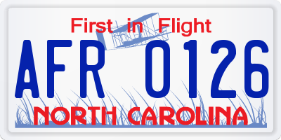 NC license plate AFR0126