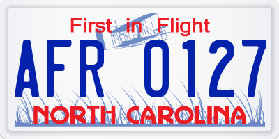 NC license plate AFR0127