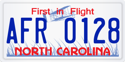 NC license plate AFR0128