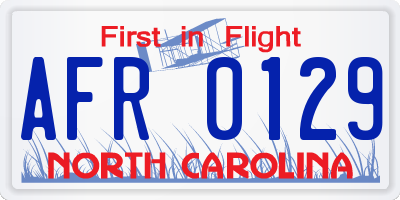 NC license plate AFR0129