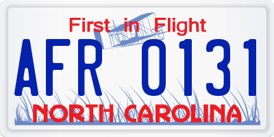 NC license plate AFR0131