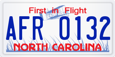 NC license plate AFR0132
