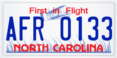 NC license plate AFR0133