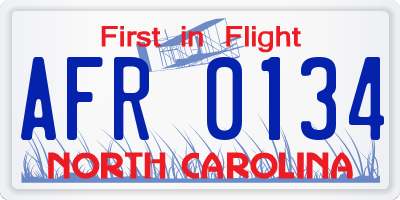 NC license plate AFR0134