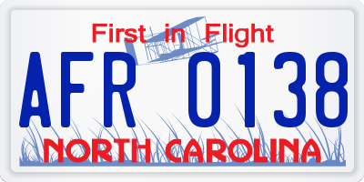 NC license plate AFR0138