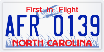 NC license plate AFR0139