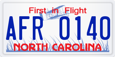 NC license plate AFR0140