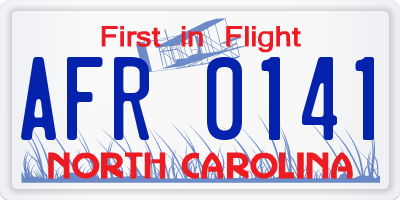 NC license plate AFR0141