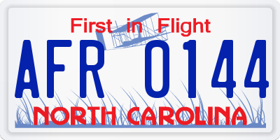 NC license plate AFR0144