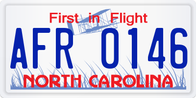 NC license plate AFR0146