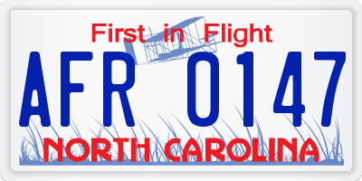 NC license plate AFR0147