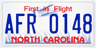 NC license plate AFR0148
