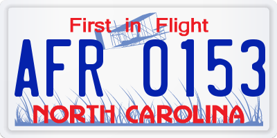 NC license plate AFR0153
