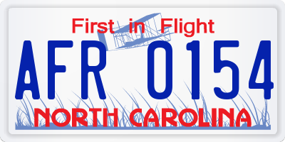 NC license plate AFR0154