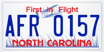 NC license plate AFR0157