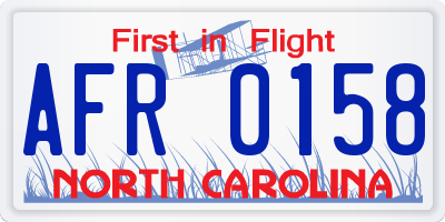 NC license plate AFR0158