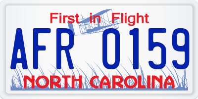 NC license plate AFR0159