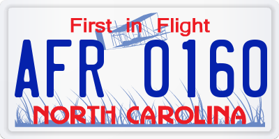 NC license plate AFR0160
