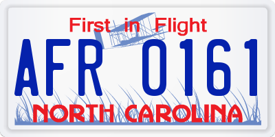 NC license plate AFR0161