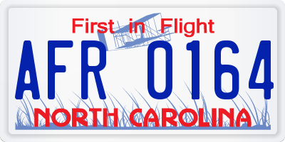 NC license plate AFR0164