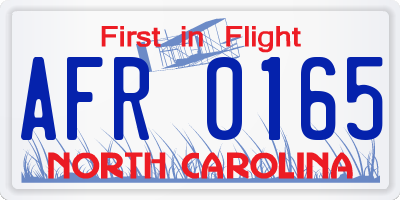 NC license plate AFR0165