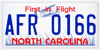 NC license plate AFR0166