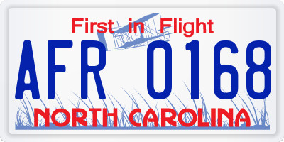 NC license plate AFR0168