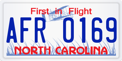 NC license plate AFR0169